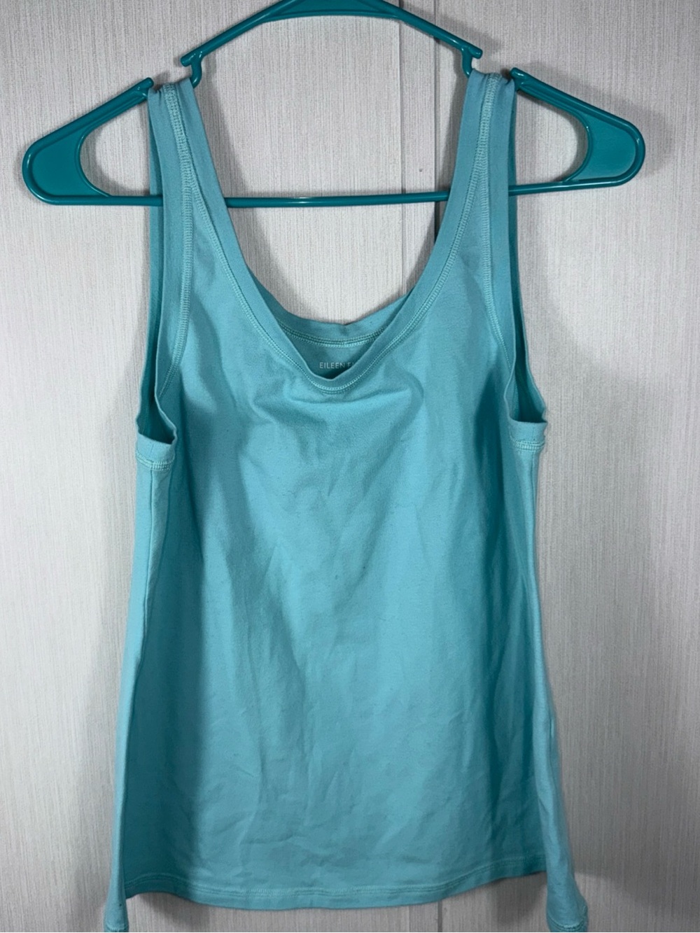 Eileen Fisher Tank Top Aqua Blue Organic Cotton Lycra Women's Basic Layering Top